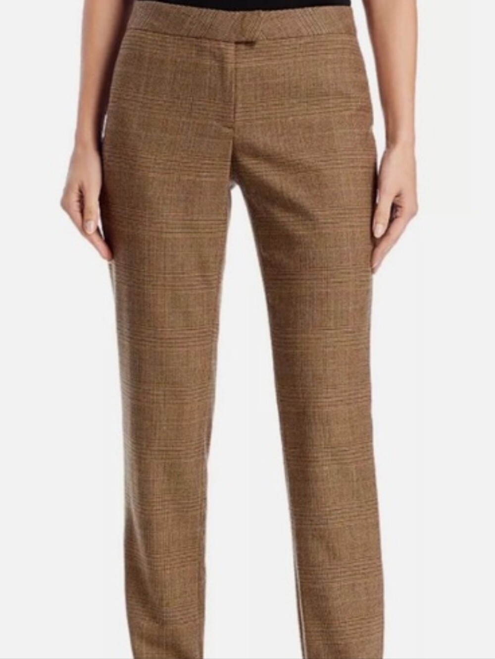 Rag & Bone Plaid Wool Trousers Size 8 Brown Tailored Long